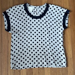 ESCADA SILK MADE IN AUSTRIA SIZE US10 EU42 BLACK BEIGE POLKA DOTS BLOUSE TOP